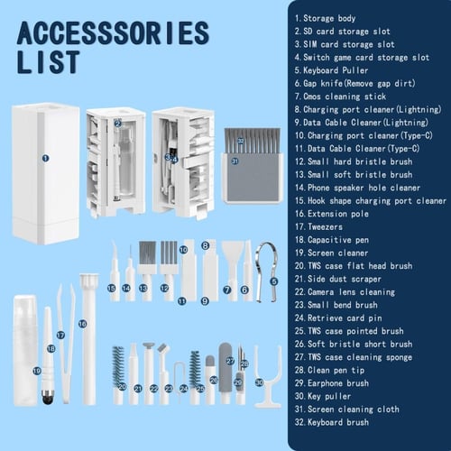 مجموعة تنظيف متعددة الوظائف 32 في 1 للاجهزة الالكت...