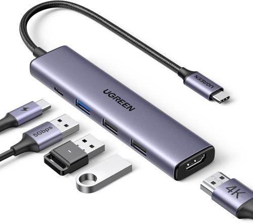 موزع ريفودوك USB نوع 5 في 1 من يوجرين - منفذ HDMI...