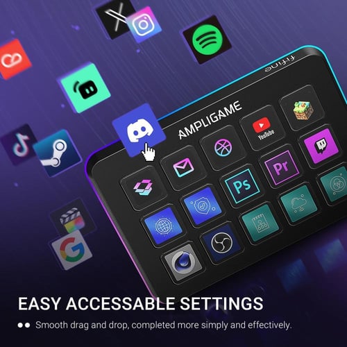 وحدة تحكم Fifine AmpliGame Stream مع 15 مفتاح ماكر...