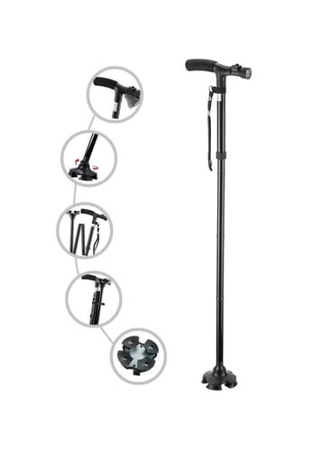 عكاز عصا للمشي قابل للطي مزود بمصباح LED