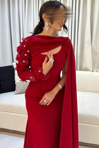 فستان كم طويل ورد بالكم