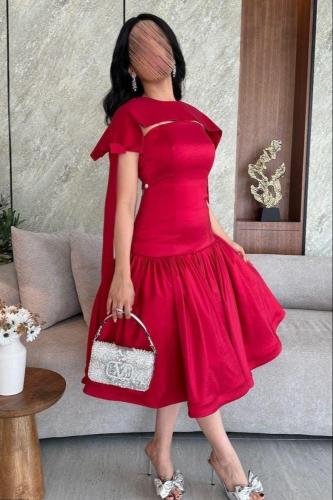 فستان قصير تفته احمر