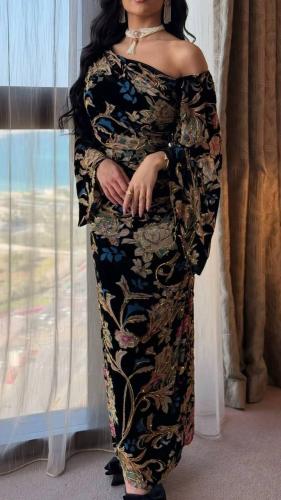 فستان مشجر كم