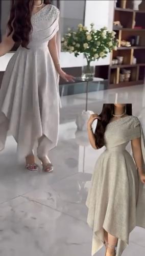 فستان كتان فصوص