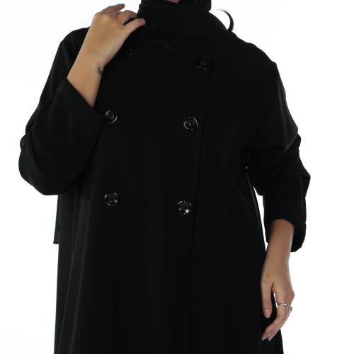 عباية كريب اسود بأزارير حسب الطلب
