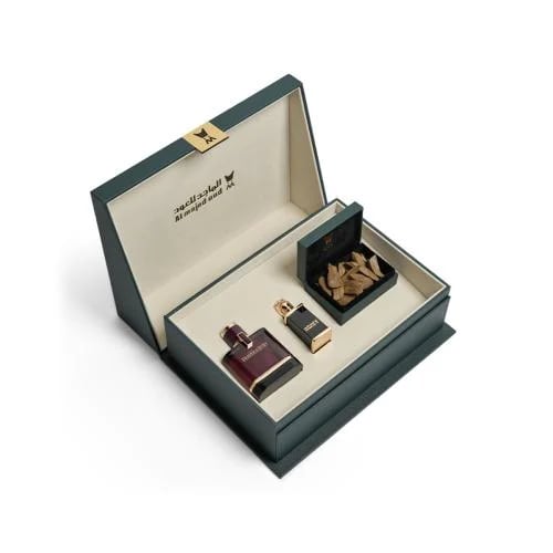 Green leather gift box (Prestige Ruby - 3ml Leather Oil - 1.5 oz Enhanced Oud)