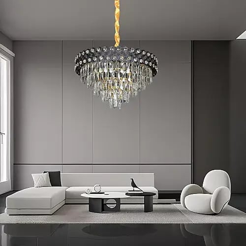 علاقي سقفي أسود وذهبي E14 بتسع لمبات وقطر 60 سم