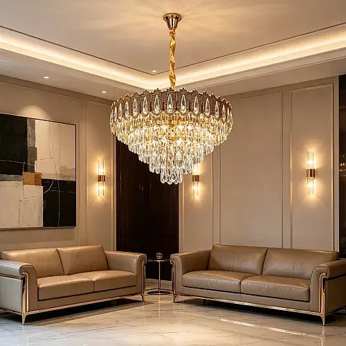 علاقي ذهبي مودرن E14 بـ9 لمبات | قطر 60 سم