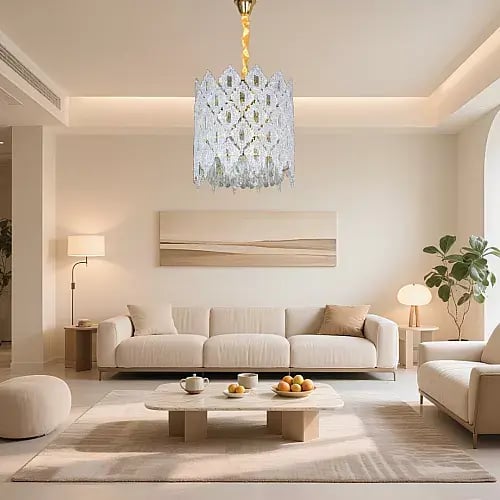 نجفة كريستال ذهبية E14 بـ9 لمبات | تصميم مودرن للسقف
