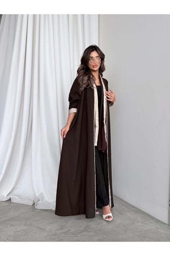 AYA MWT778 - عباية كريب مع تدخيلة لنن