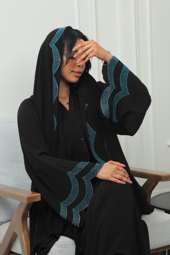 عبايه كريستال اسود-غيم
