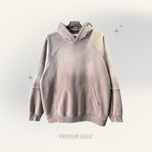 ‏-Washed vintage color hoodie -Light brown