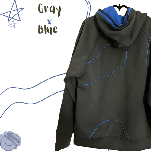 Grey x blue hoodie