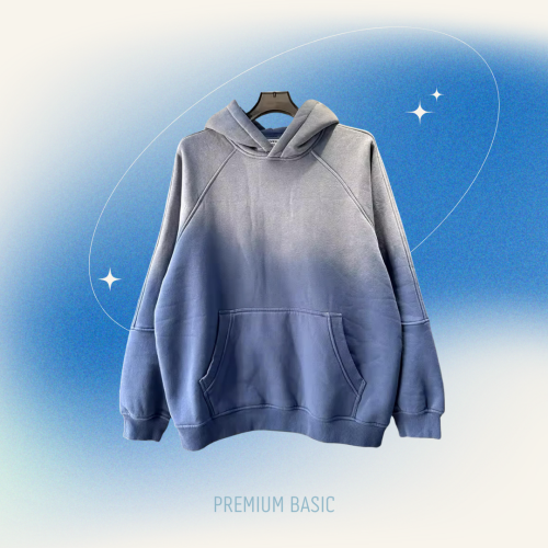 -Washed vintage color hoodie -Blue