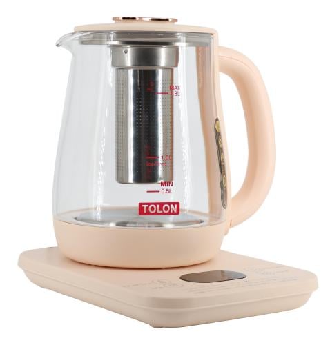 غلاية ماء كهربائية زجاج مع صفاية TOLON 800W 1.8L