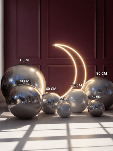 إيجار بكج ديكور هلال رمضان كبير و7 مجسمات كور متعد...