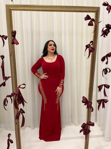 فستان كريب استرتش شك يدوي مع خيوط ربط الظهر والأيد...