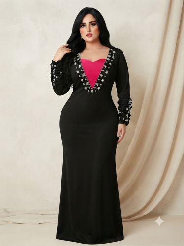 جلابيه كريب ناعم مع احجار فخمه