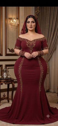 استرتش كوري عنابي مزين بشك فخم جدا مع امكانيه تغير...