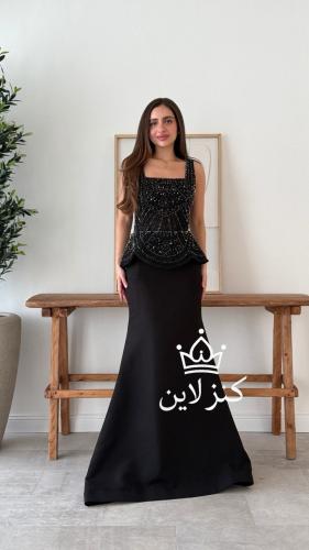 فستان سهرة اسود مرصع