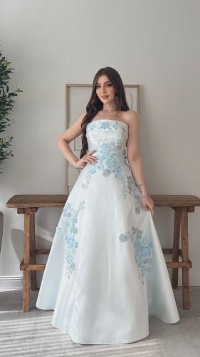 فستان سهرة لون سماوي ملكي