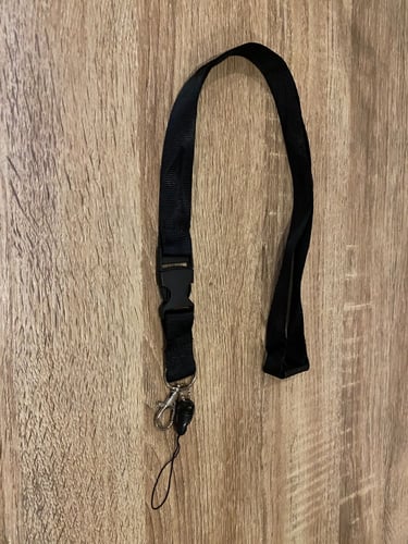 حبل رقبة قماش طباعة أي شعار حسب الطلب لون أسود