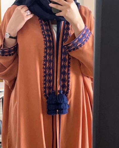 Abaya made of washed silk fabric