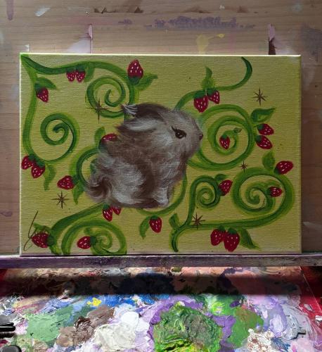 Strawberry Bunny painting