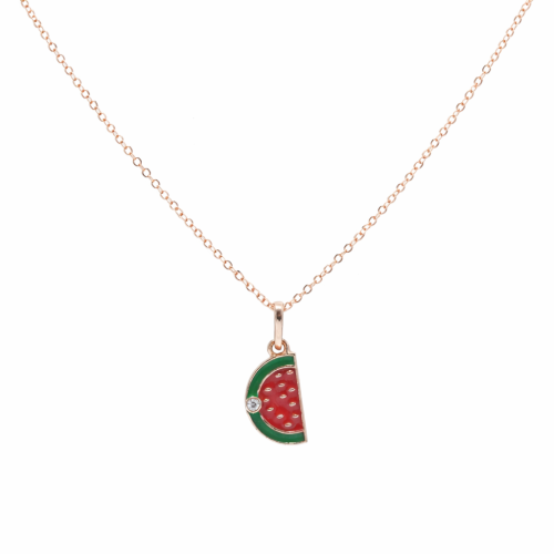Children's 18-karat gold necklace, watermelon desi...
