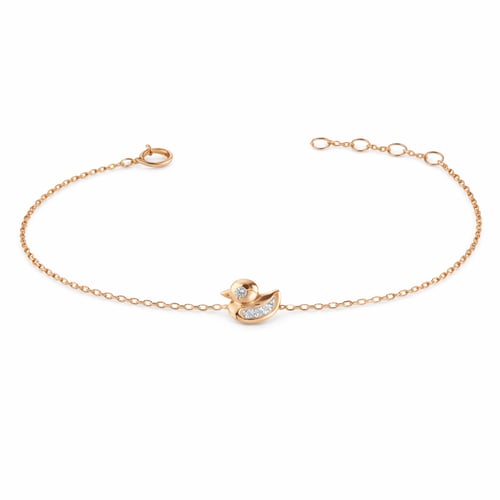 Children's 18-karat gold bracelet with a cute duck...