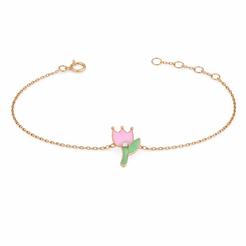 Children's 18-karat gold bracelet with a crown flo...