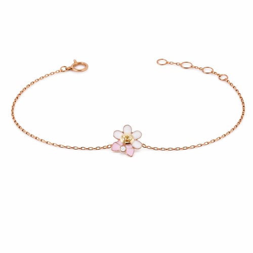 Children's 18-karat gold bracelet with a flower de...