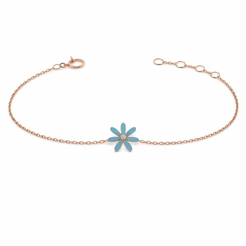 Children's 18-karat gold bracelet with a flower de...