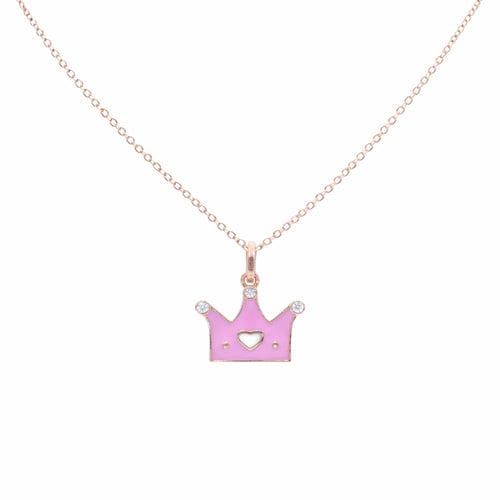 Children's 18-karat rose gold necklace with a pink...