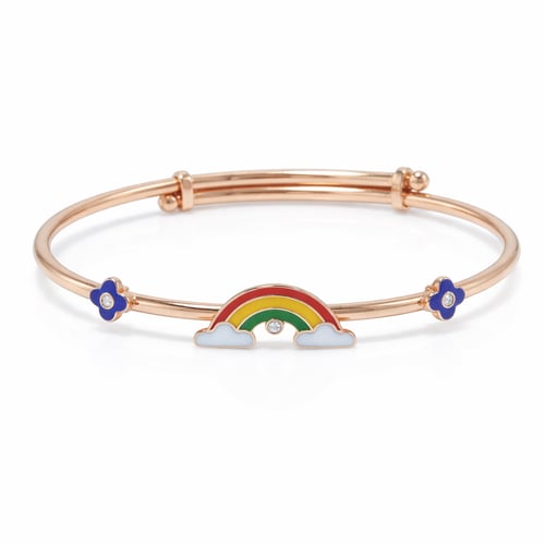 Children's 18-karat gold rainbow bracelet with flo...