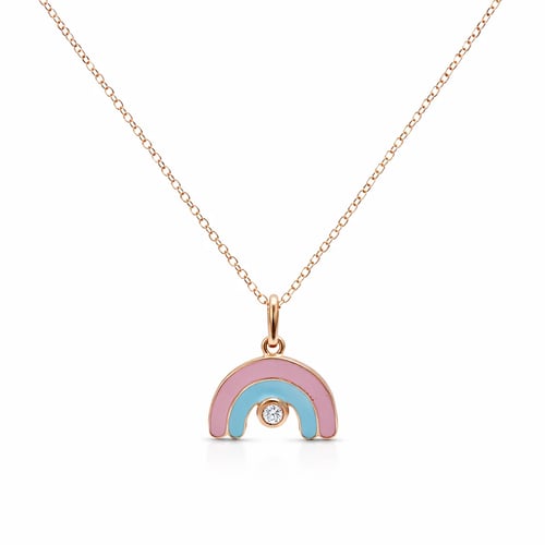 Children's 18-karat gold necklace, rose, soft bow...
