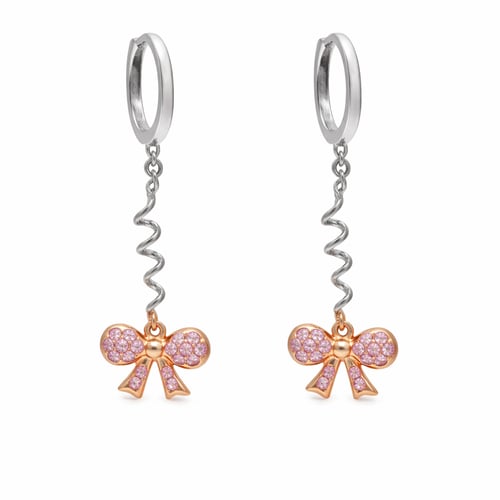 Children's 18-karat gold earrings dangling bow des...