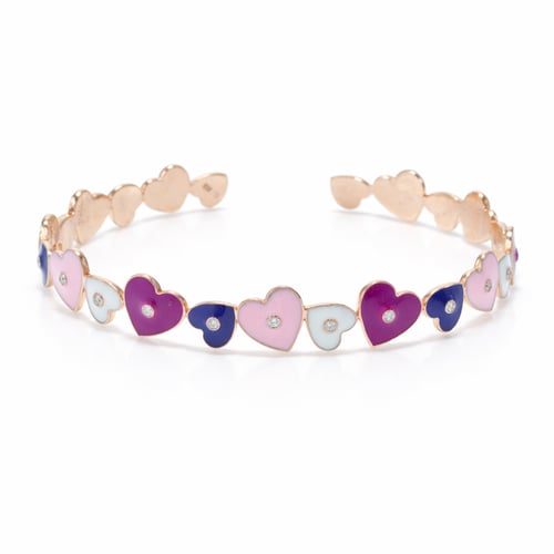 Children's 18-karat gold bracelet with colorful he...