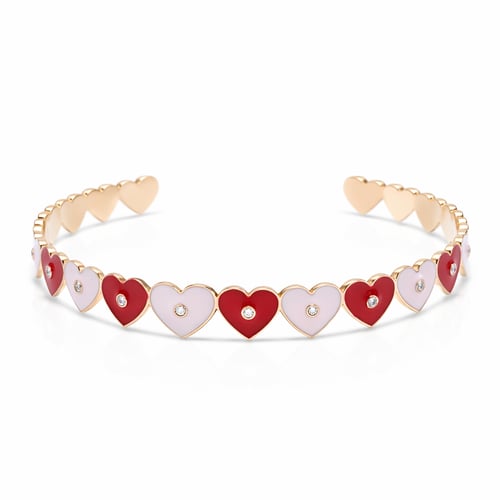 Colored love hearts gold bracelet with diamonds fr...