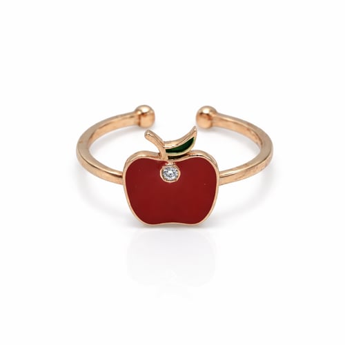 Children's 18-karat gold ring with apple design, r...