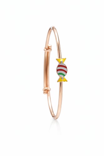 Children's 18 karat gold bracelet with colorful be...