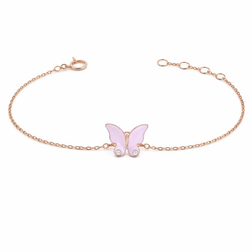 Children's 18-karat gold bracelet with butterfly d...