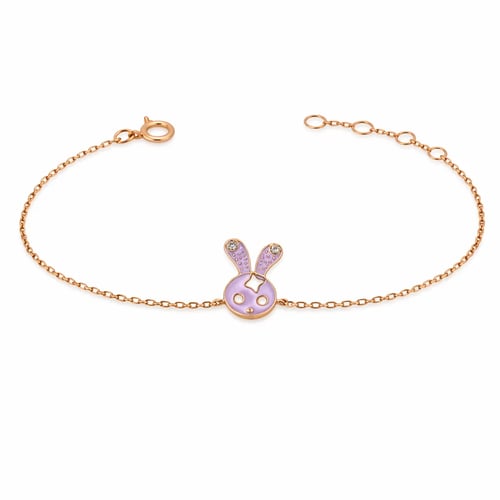 Children's 18-karat gold bracelet with rabbit desi...