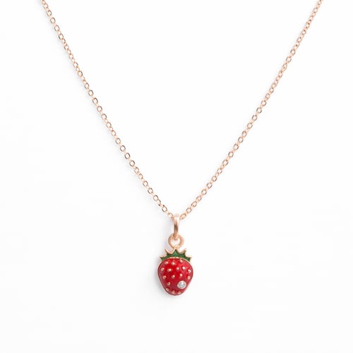 Children's 18 karat gold necklace, strawberry desi...