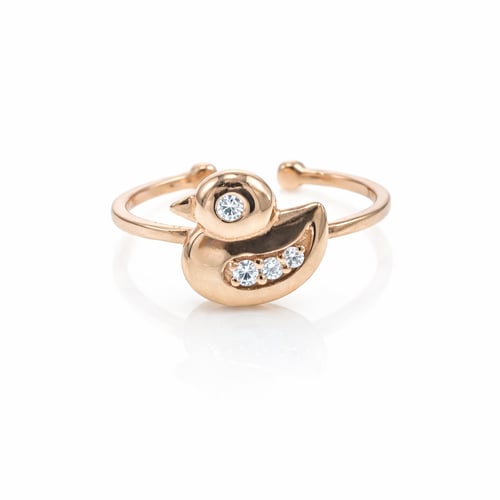 Children's 18-karat gold ring with duck design set...