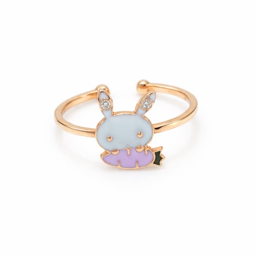 Children's 18 karat gold ring with cute bunny desi...