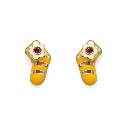 Children's 18-karat gold earrings with a cute desi...