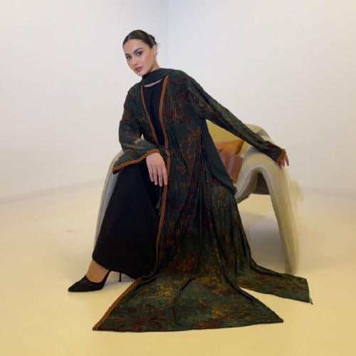 Olive green stretch abaya