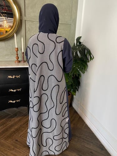 Dl13 عبايه شتويه جوخ وتوين اللون كحلي