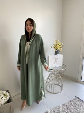 Dl09 عبايه شمواه باللون الاخضر